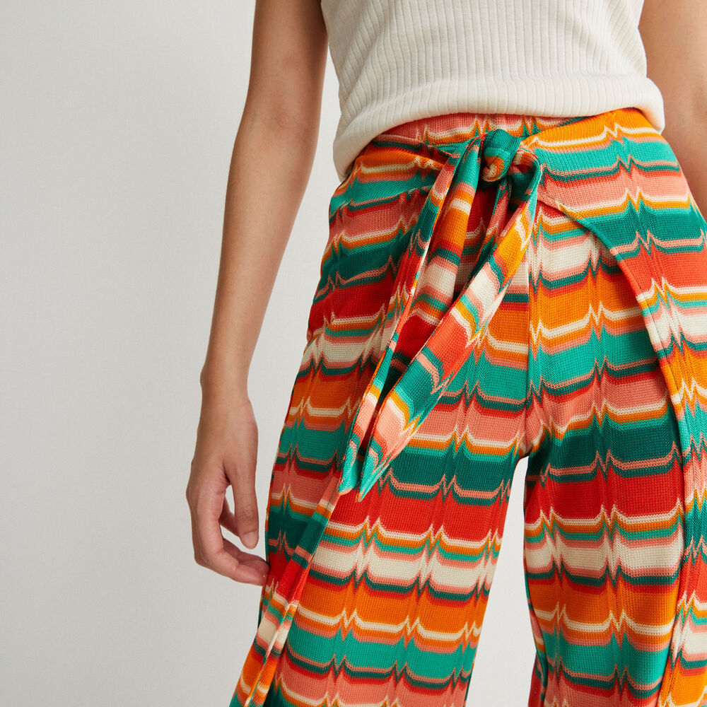 Pantalon noué à motifs - vert vert.