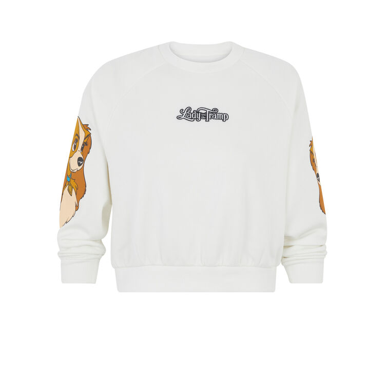 Sweat à col rond print lady teamladiz écru.