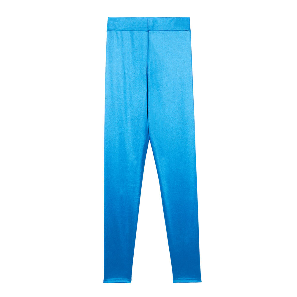 Legging uni en satin - bleu bleu.