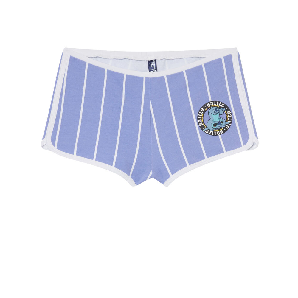 Short rayé imprimé stitch - bleu bleu.