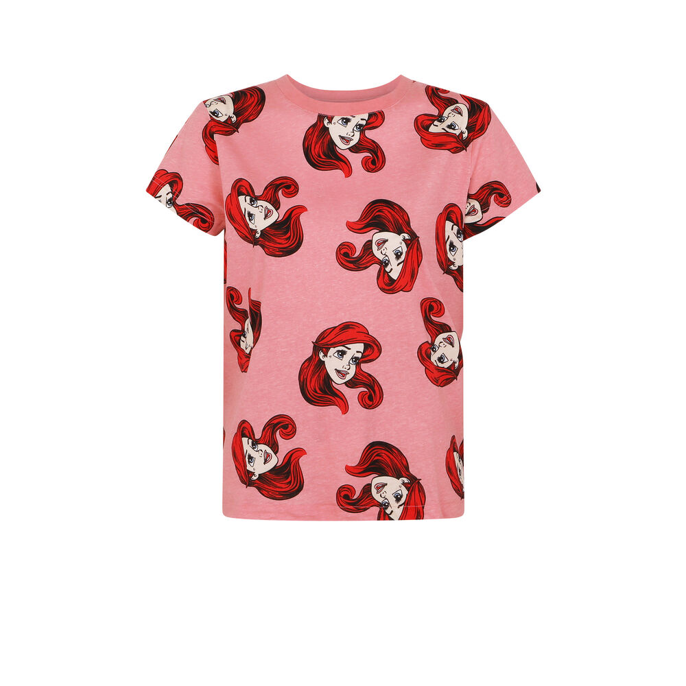 Top à motifs la petite sirène - rose rose.