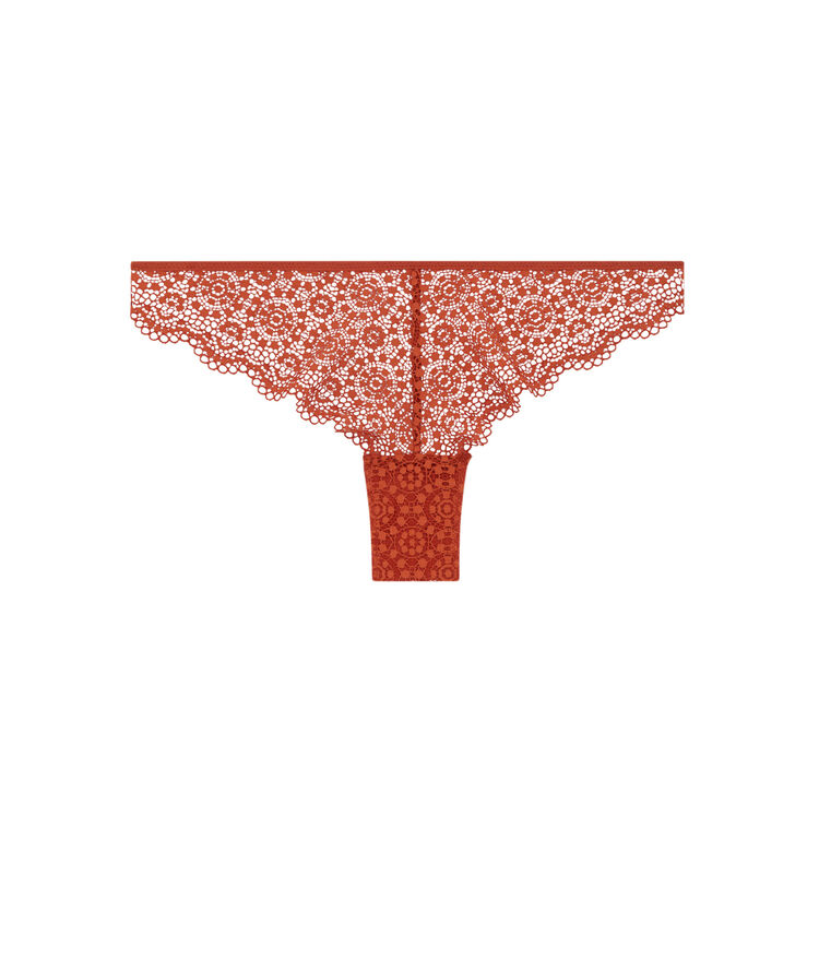 Tanga en dentelle - marron marron.