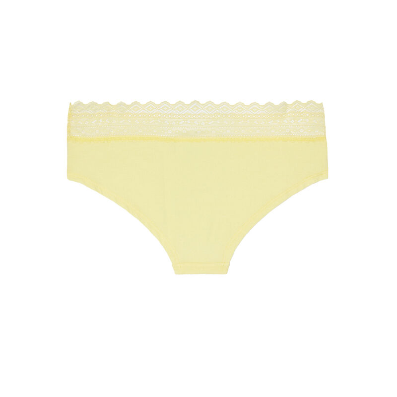 shorty en coton uni à élastique dentelle - jaune shorty en coton uni à élastique dentelle - jaune;