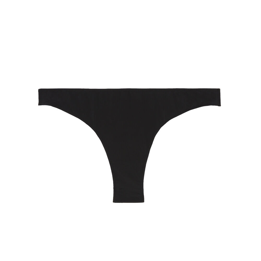 Tanga en satin à bandes - noir noir.