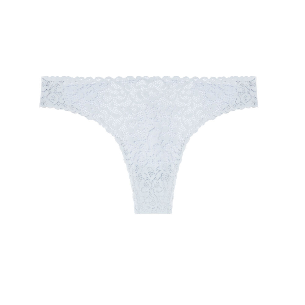 Tanga à dentelle fine - bleu pastel bleu.