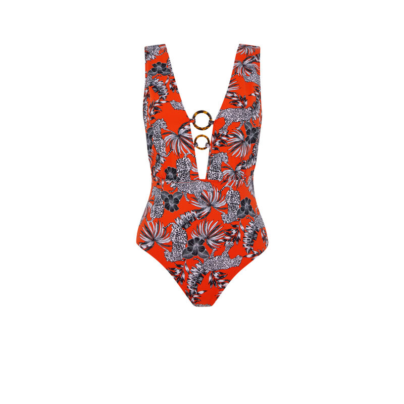 Maillot de bien une pièce imprimé - orange Maillot de bien une pièce imprimé - orange;