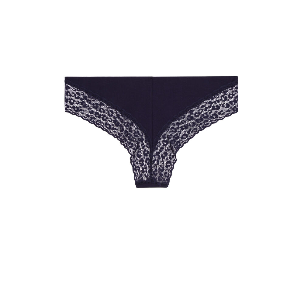Tanga en coton uni - bleu bleu.