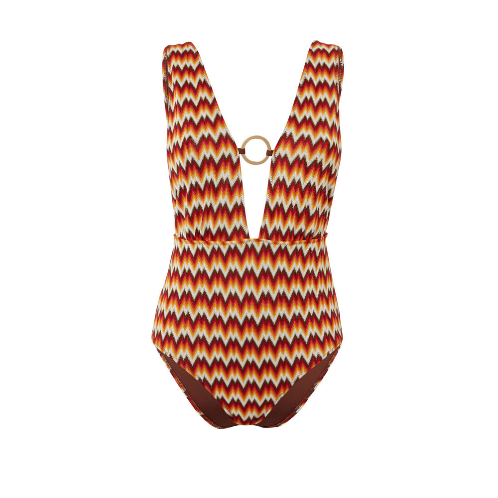 Maillot de bain 1 pièce crochet - multicolor orange.