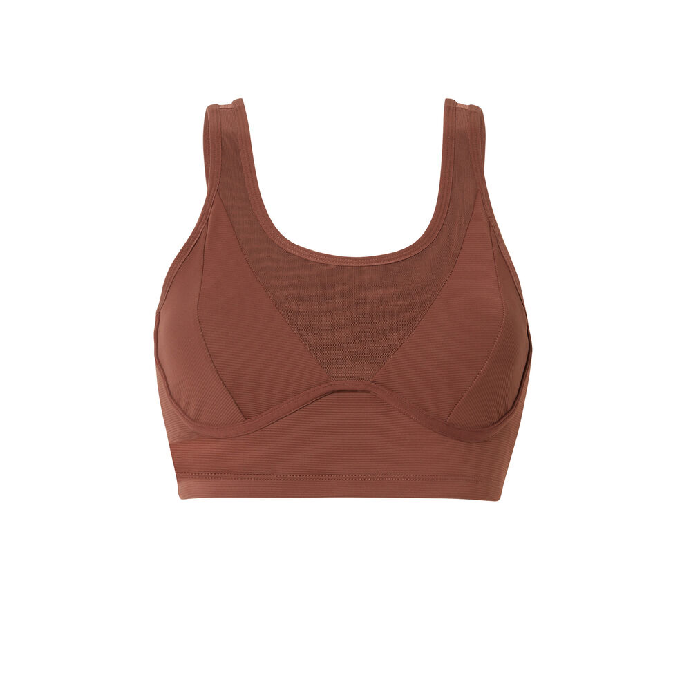 Brassière effet mesh - marron marron.