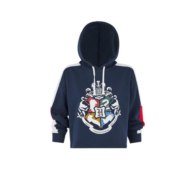 Sweat à capuche print harry potter harrypottiz bleu marine.
