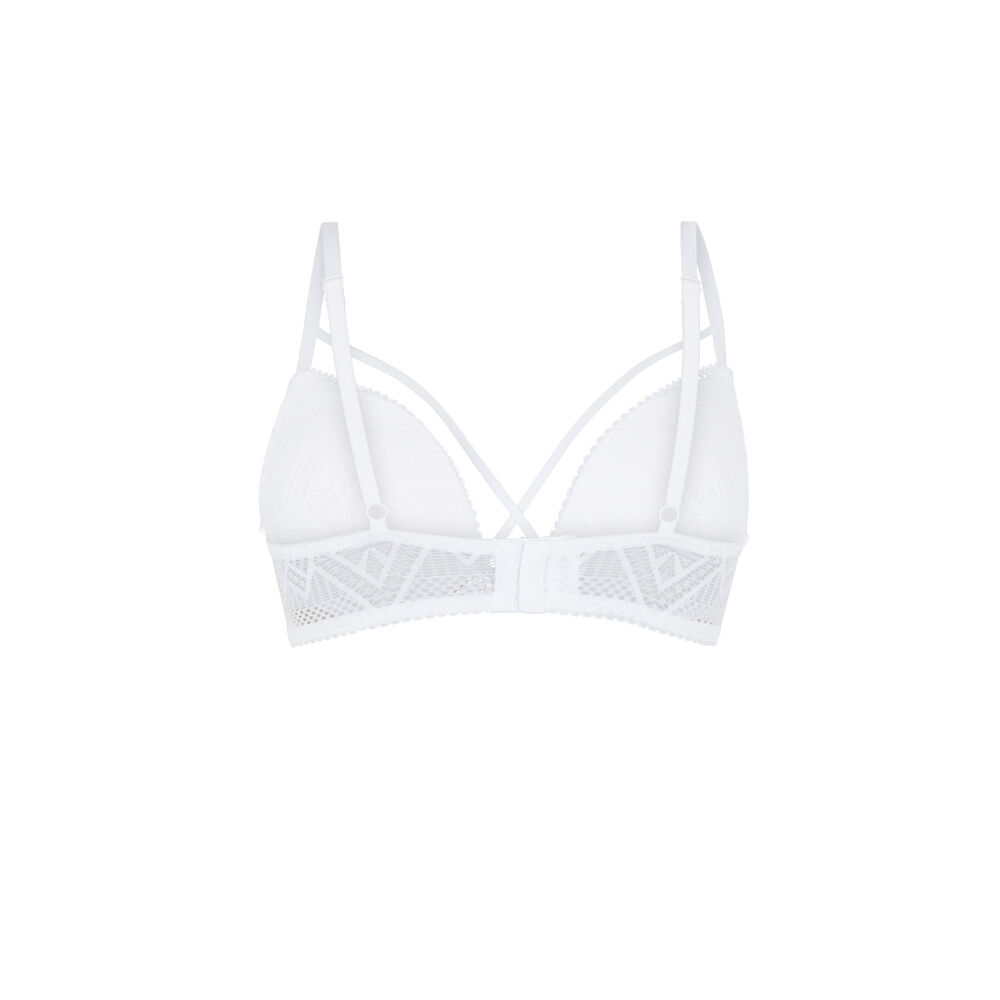 Soutien-gorge push-up bustier dentelle - blanc blanc.