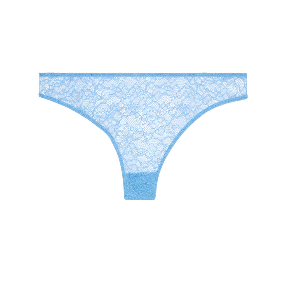 Tanga en dentelle - bleu ciel bleu.