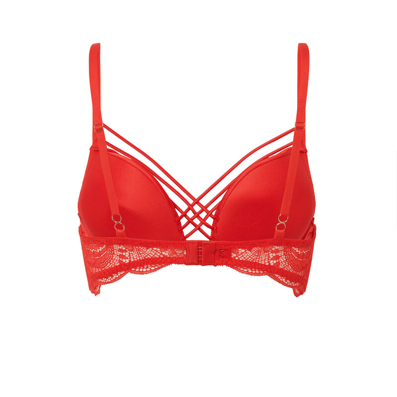 soutien-gorge push-up en dentelle et liens satinés - rouge soutien-gorge push-up en dentelle et liens satinés - rouge;
