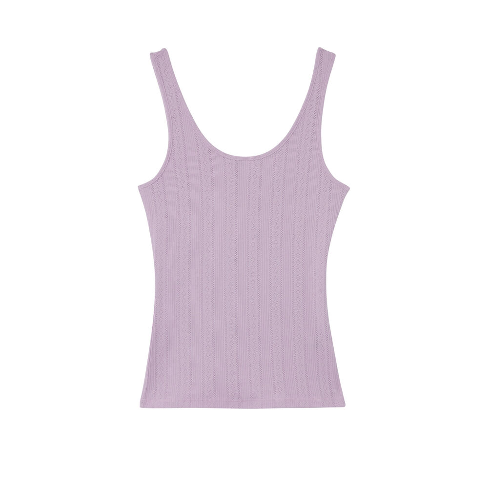 Débardeur uni maille pointelle - lilas violet.