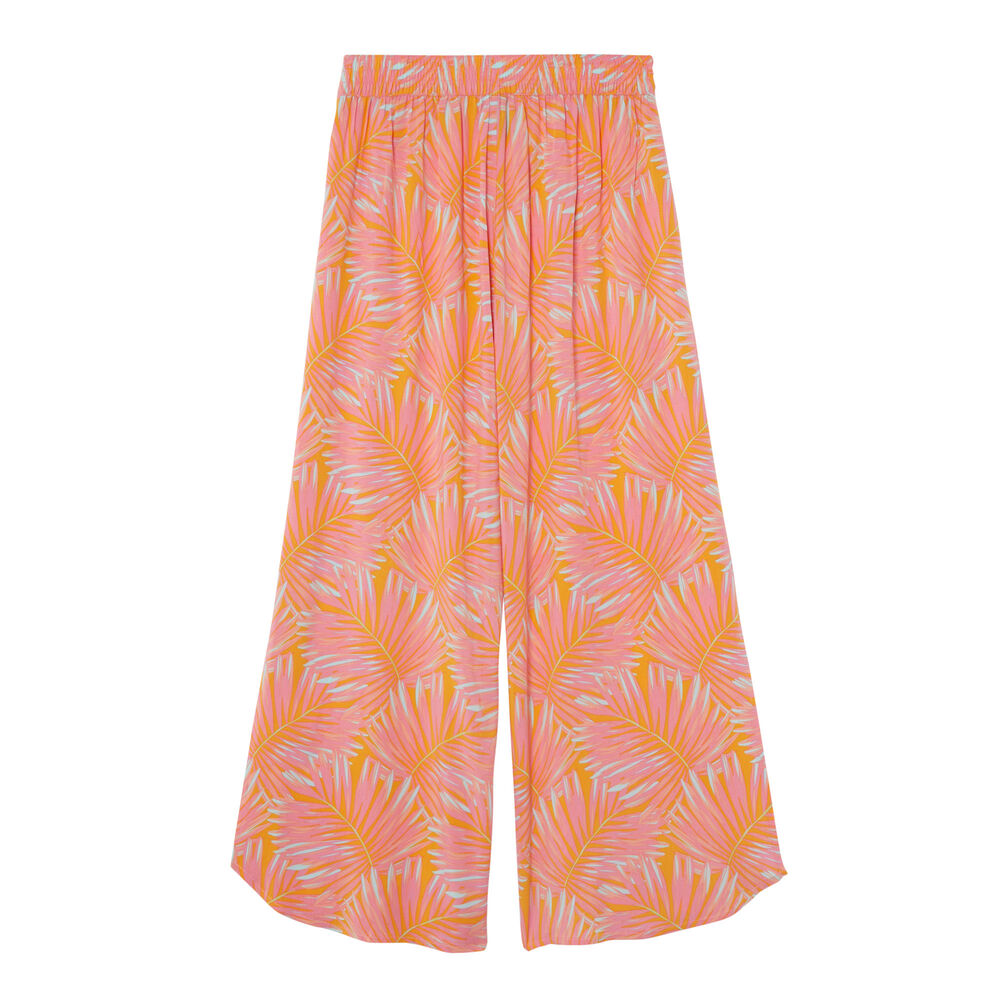 Pantalon large ouvert motifs palmier - orange orange.