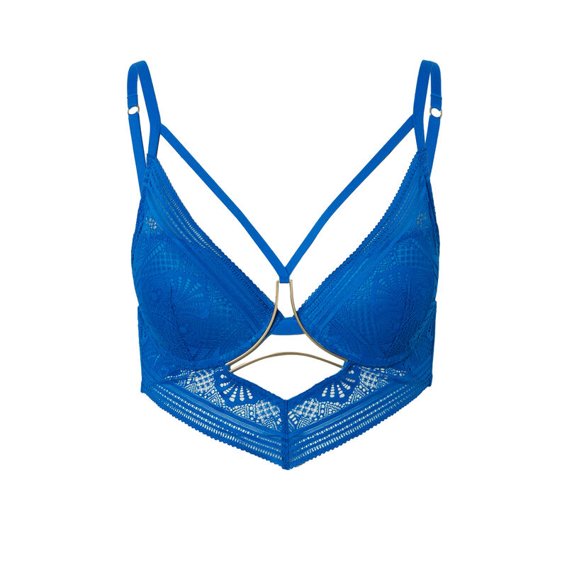 soutien-gorge push-up à détails liens et bijou - bleu soutien-gorge push-up à détails liens et bijou - bleu;