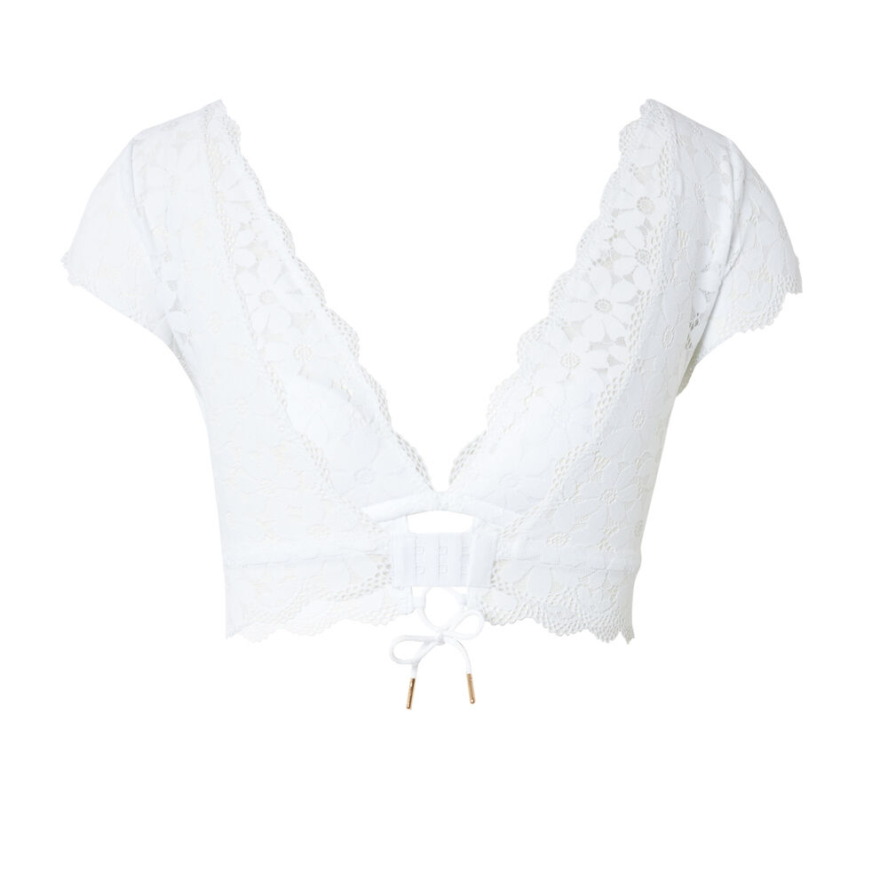 Brassière à épaules dentelle - blanc blanc.