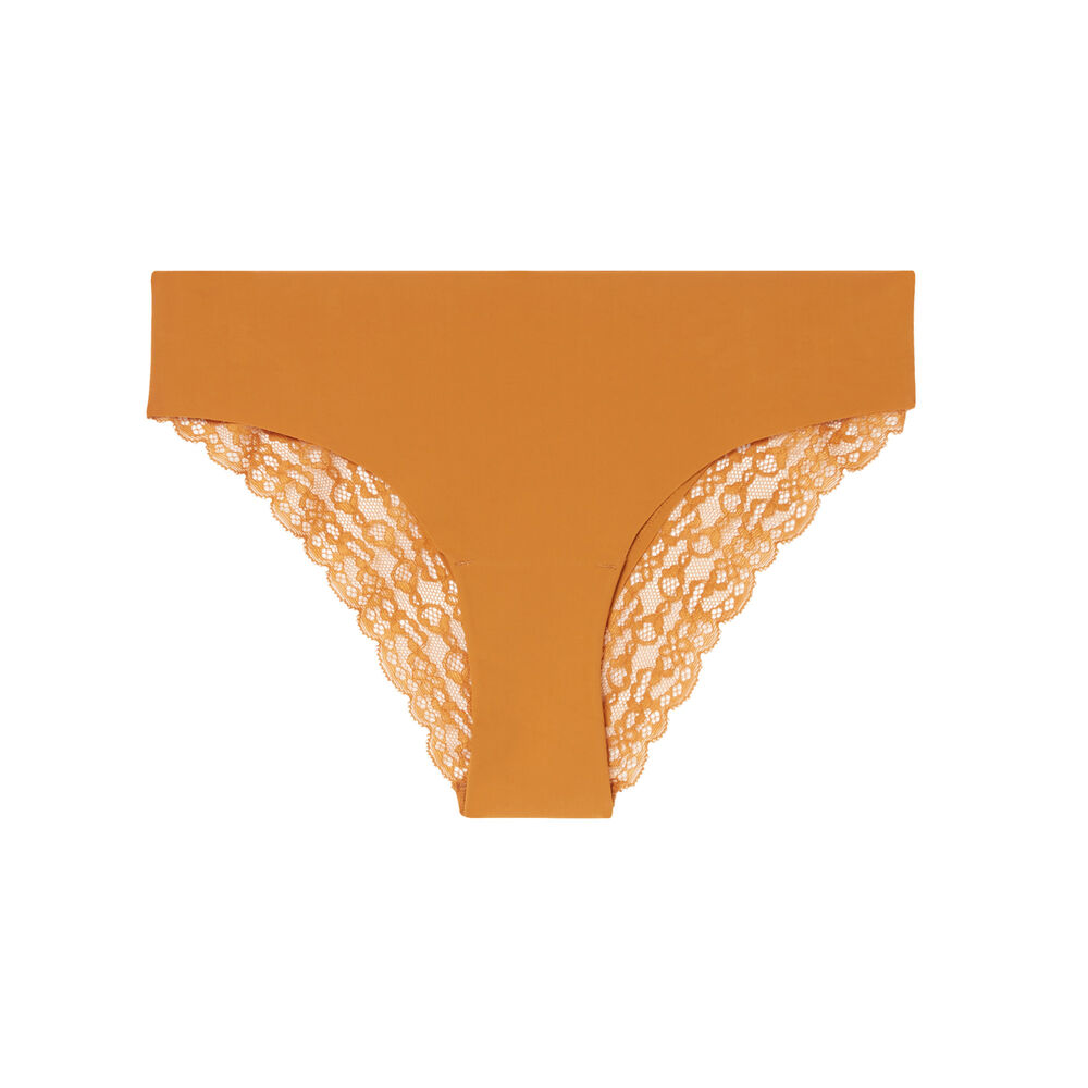 Culotte en micro et dentelle - marron marron.