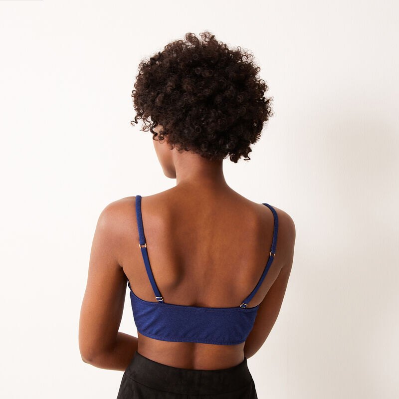 soutien-gorge bustier en denim détail zip - bleu soutien-gorge bustier en denim détail zip - bleu;