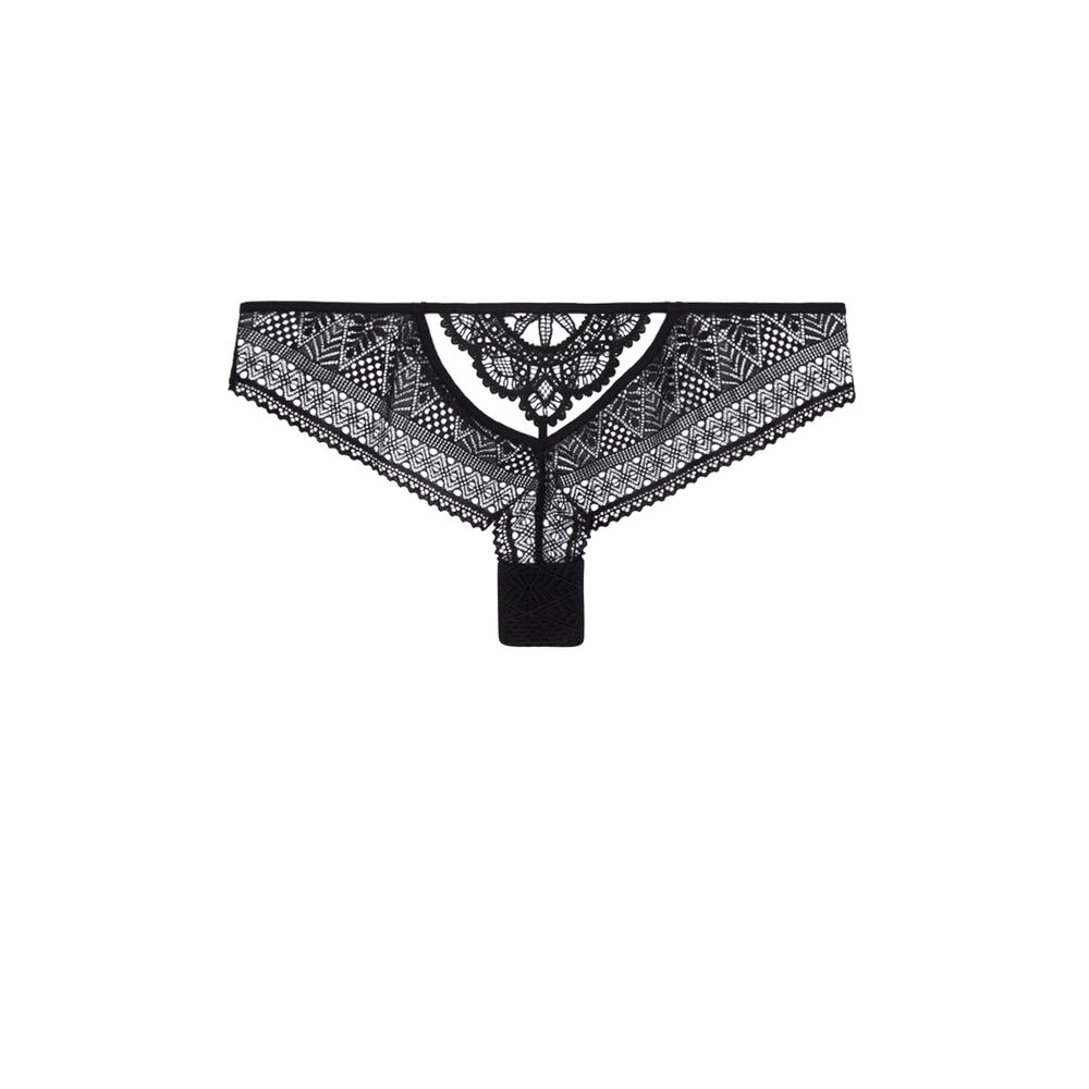 Tanga en dentelle - noir noir.