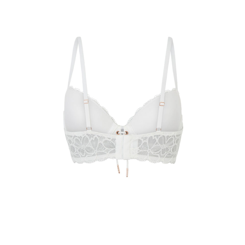 Soutien-gorge bustier ampli dentelle - blanc blanc.