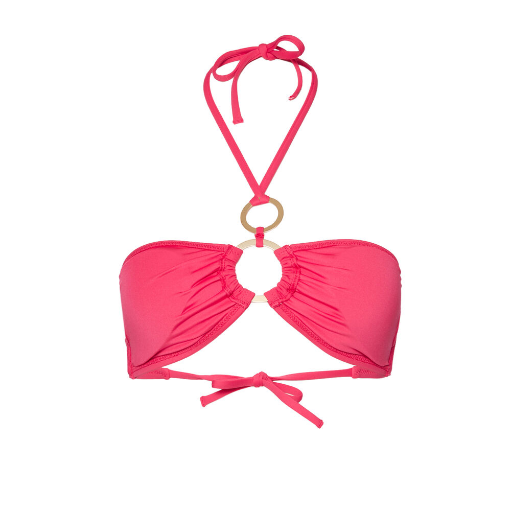 Haut de maillot de bain bandeau à détails anneaux - rose rose.
