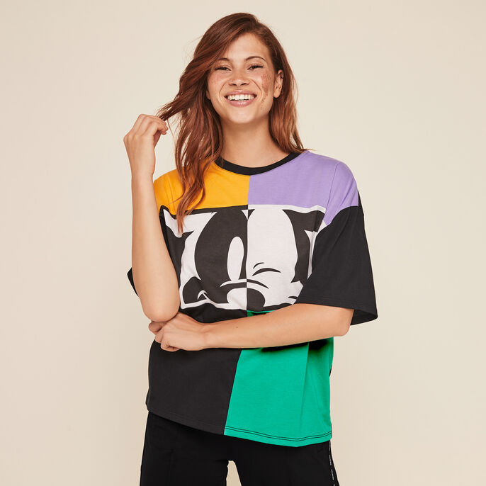 Top en jersey print mickey combomickiz noir.