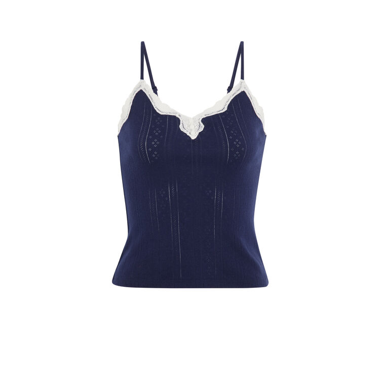 Top maille pointelle courmiz bleu marine.