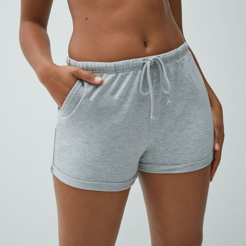 short uni à détail cordon - gris short uni à détail cordon - gris;