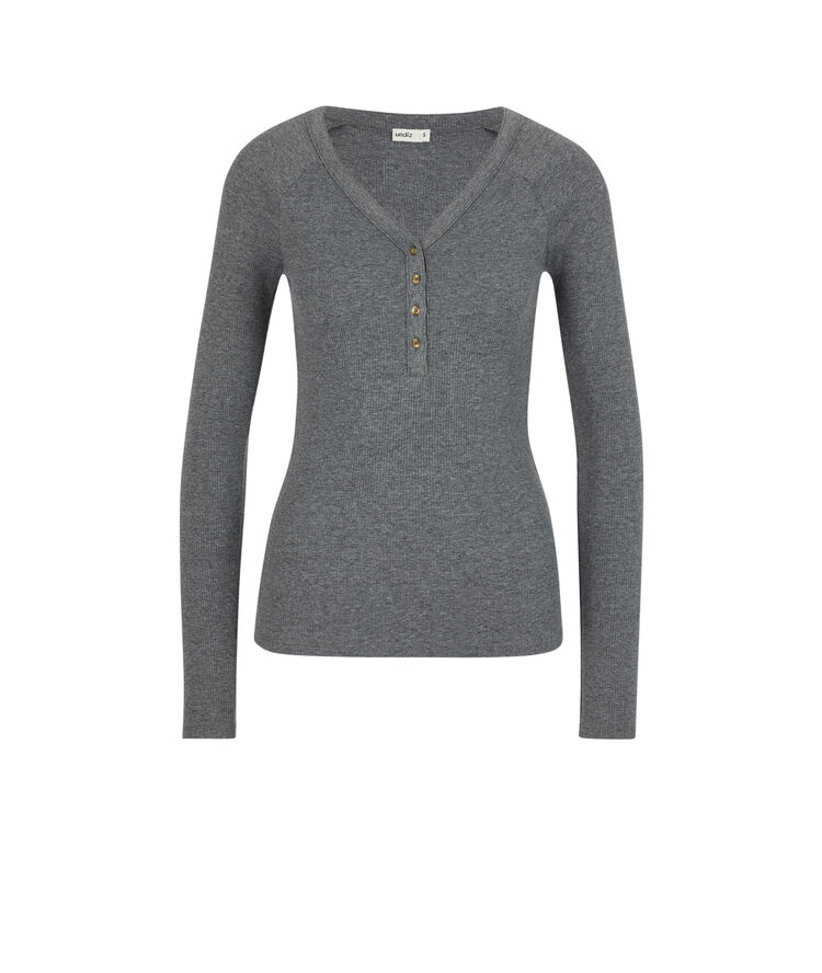 Top à manches longues cotelé uni minimimiz gris.
