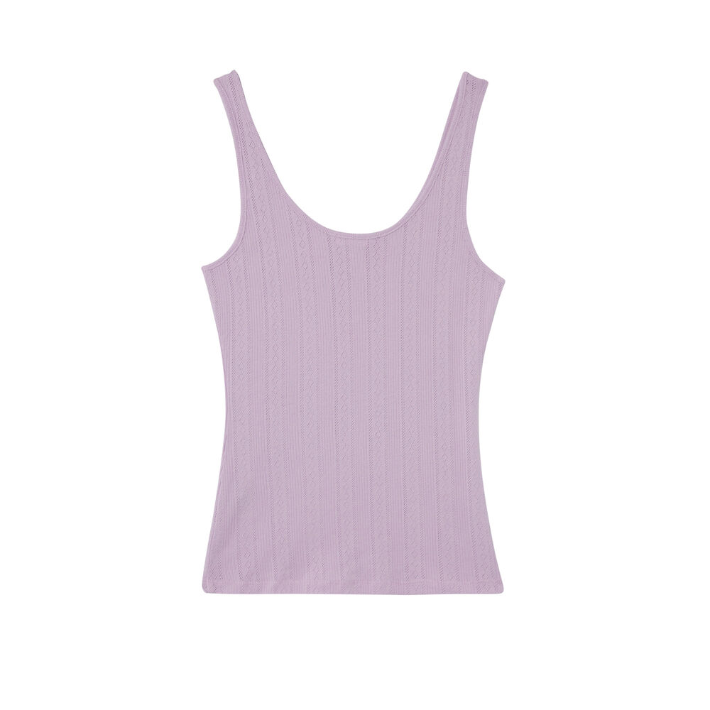 Débardeur uni maille pointelle - lilas violet.