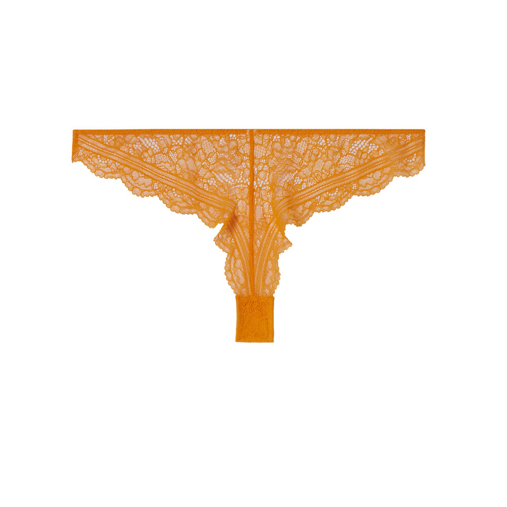 Tanga en dentelle - mangue orange.