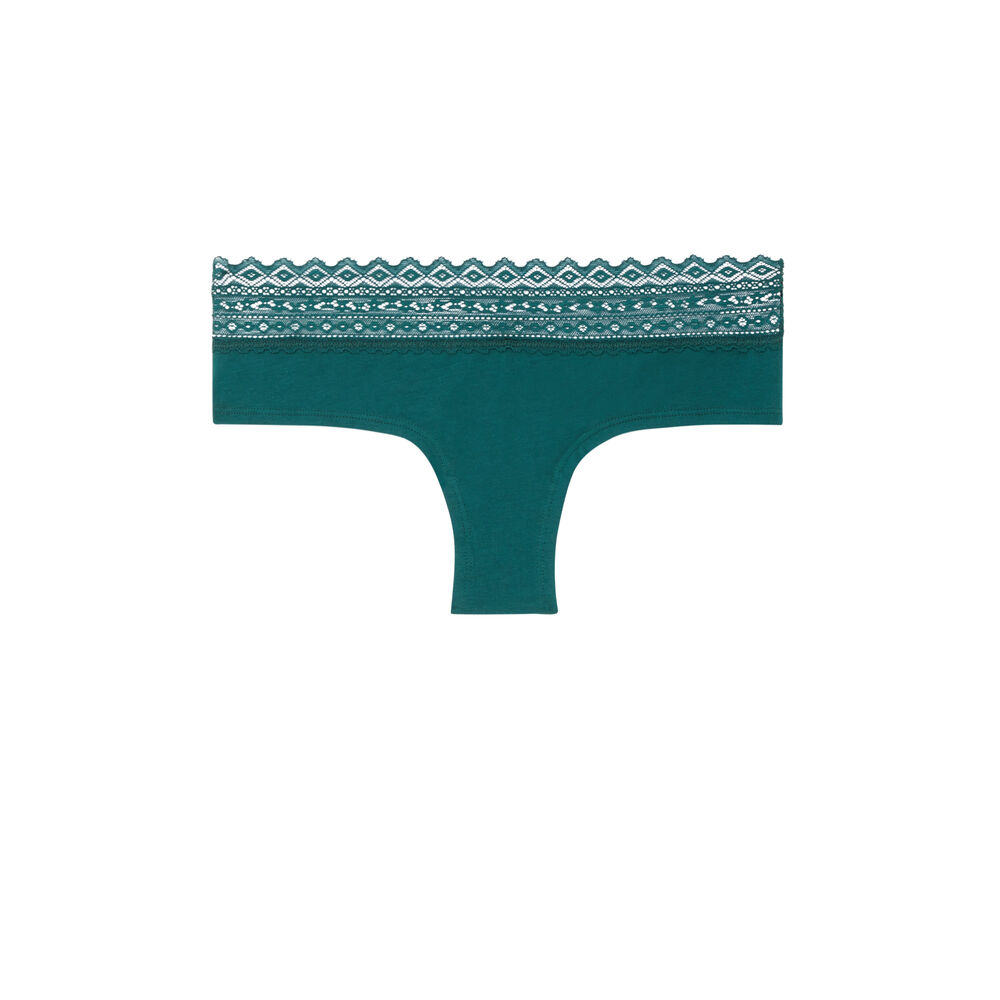 Shorty coton à dentelle - vert vert.