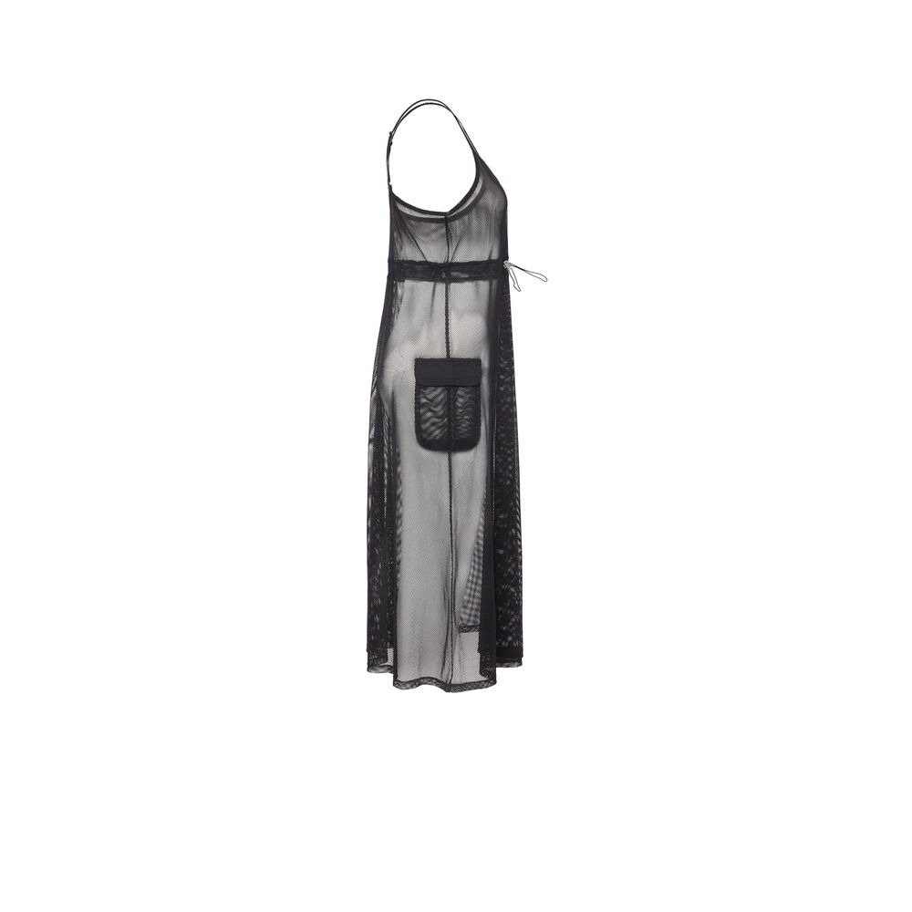 Robe en tulle transparente détail élastique - noir noir.