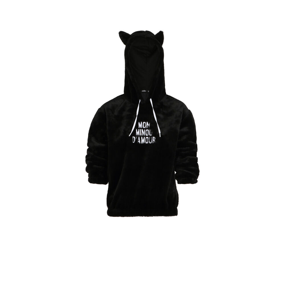 Sweat polaire à message mon minou d'amour - noir noir.