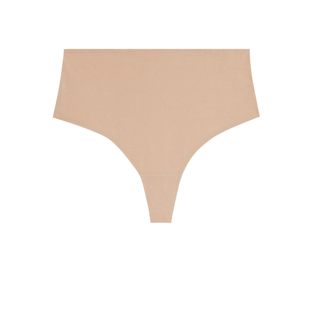String en micro taille haute - beige beige.