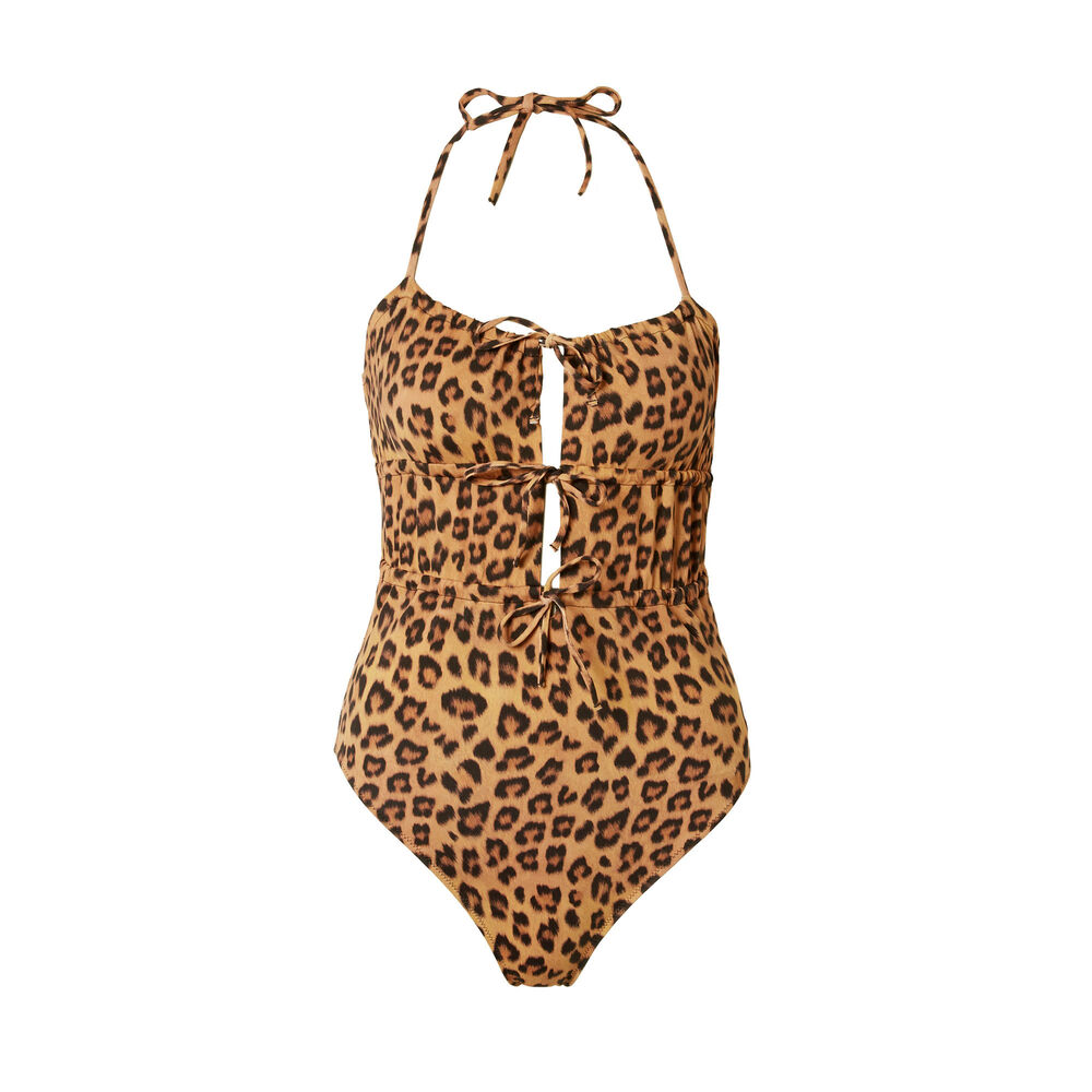 Maillot de bain 1 pièce imprimé léopard - marron marron.