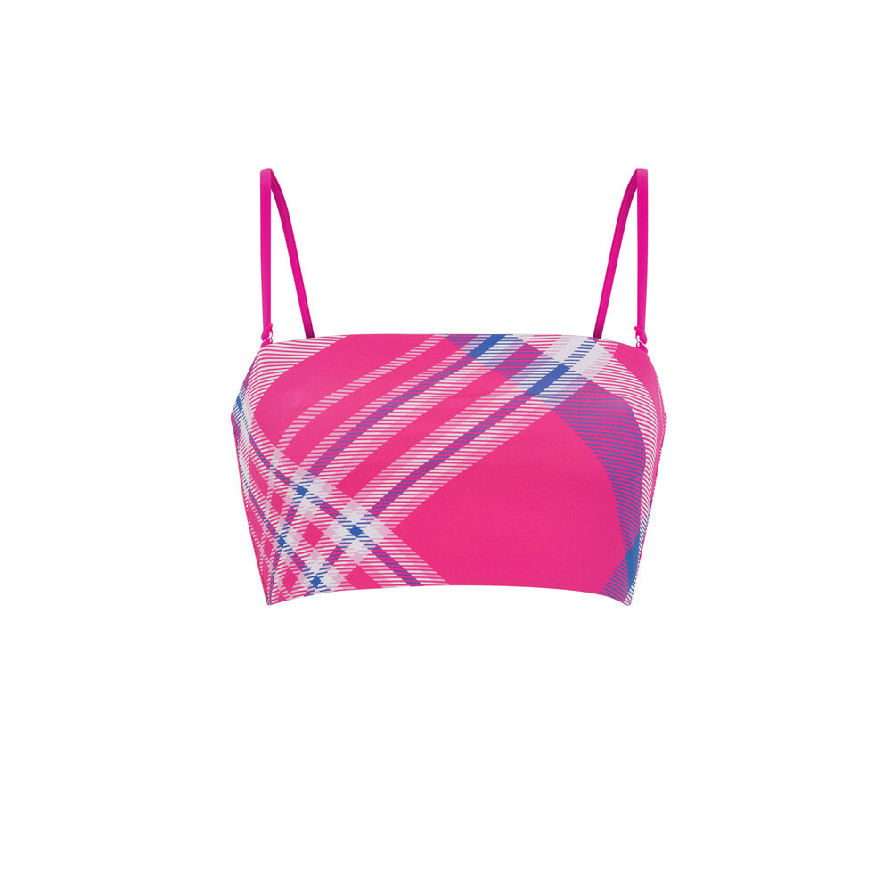 Haut de maillot de bain bandeau réversible - rose rose.