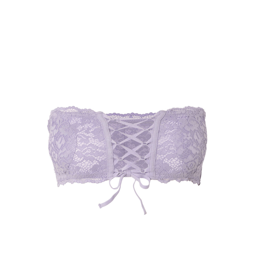 Soutien-gorge bandeau sans armatures effet corset - lilas violet.