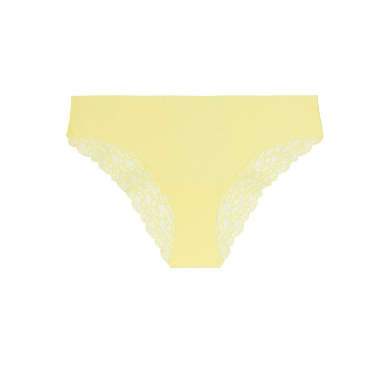 culotte en micro et dentelle - jaune culotte en micro et dentelle - jaune ;