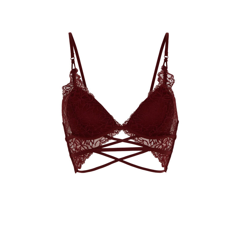 soutien-gorge triangle en dentelle à liens - bordeaux soutien-gorge triangle en dentelle à liens - bordeaux;
