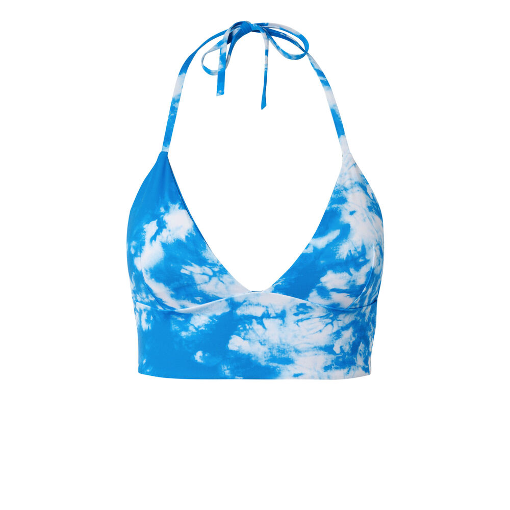Haut de maillot triangle ampli motif tie and dye - bleu bleu.
