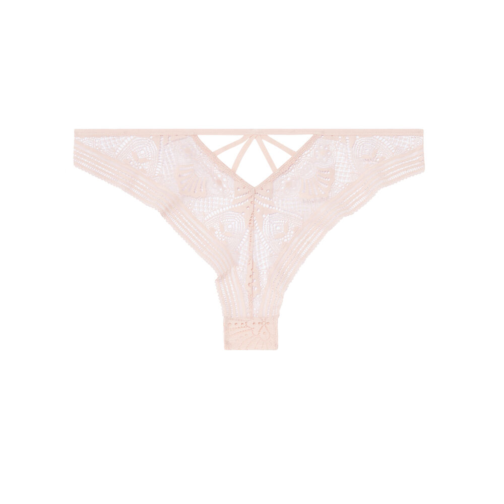Tanga à détails liens - rose nude rose.