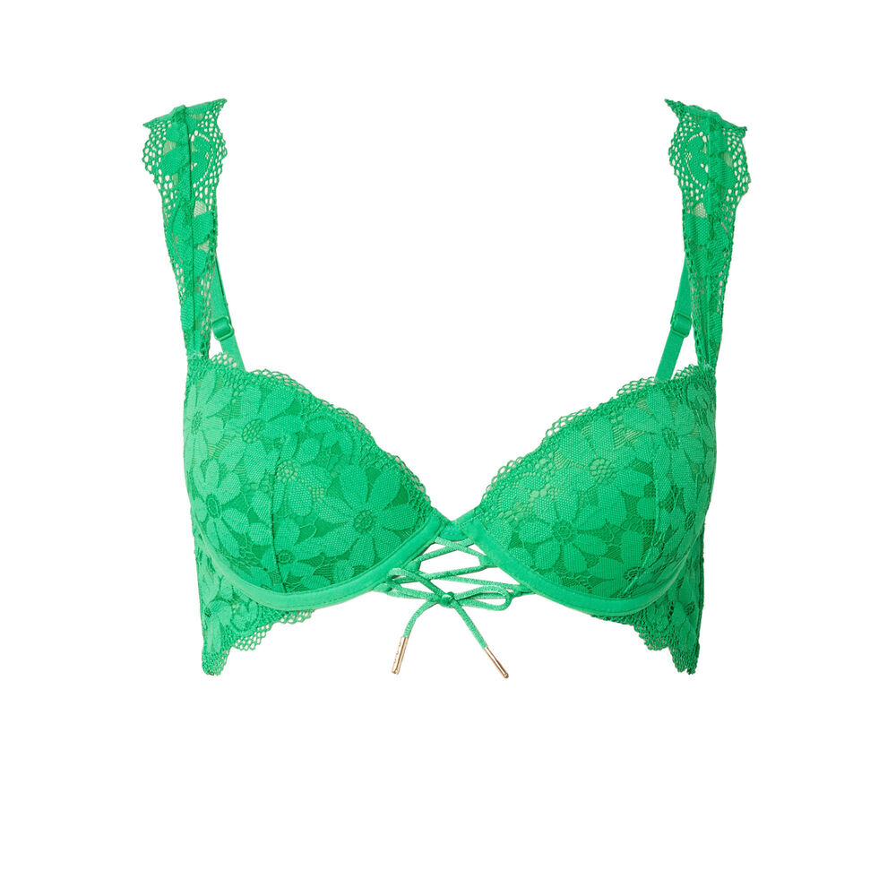 Soutien-gorge ampli à bretelles dentelle - vert vert.