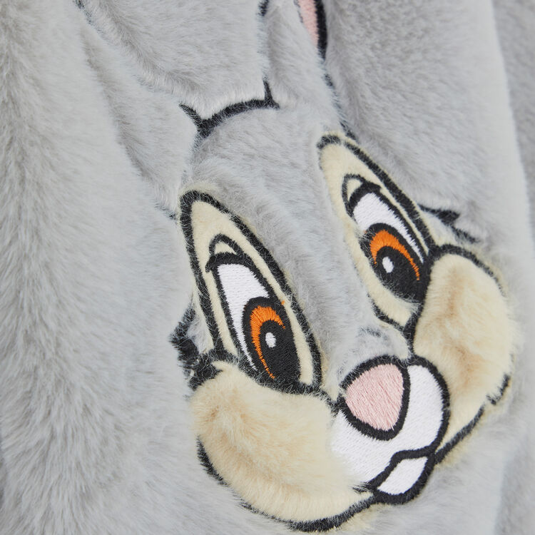 Sweat polaire à capuche print panpan panpaniz gris.