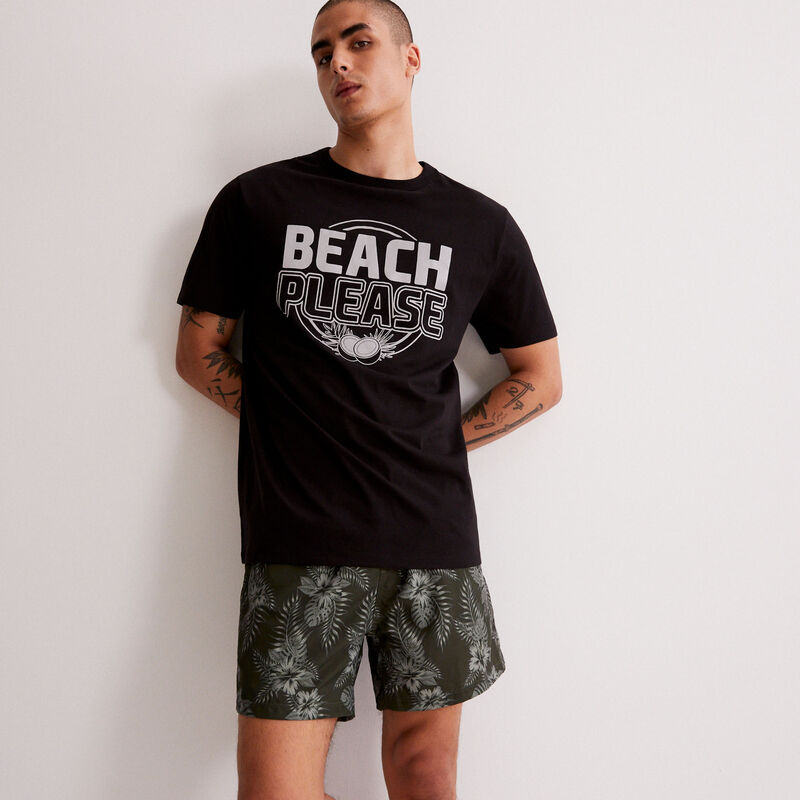 short de bain imprimé tropical - kaki short de bain imprimé tropical - kaki ;