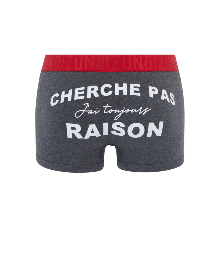 Boxer en coton à message cheraisiz gris foncé.