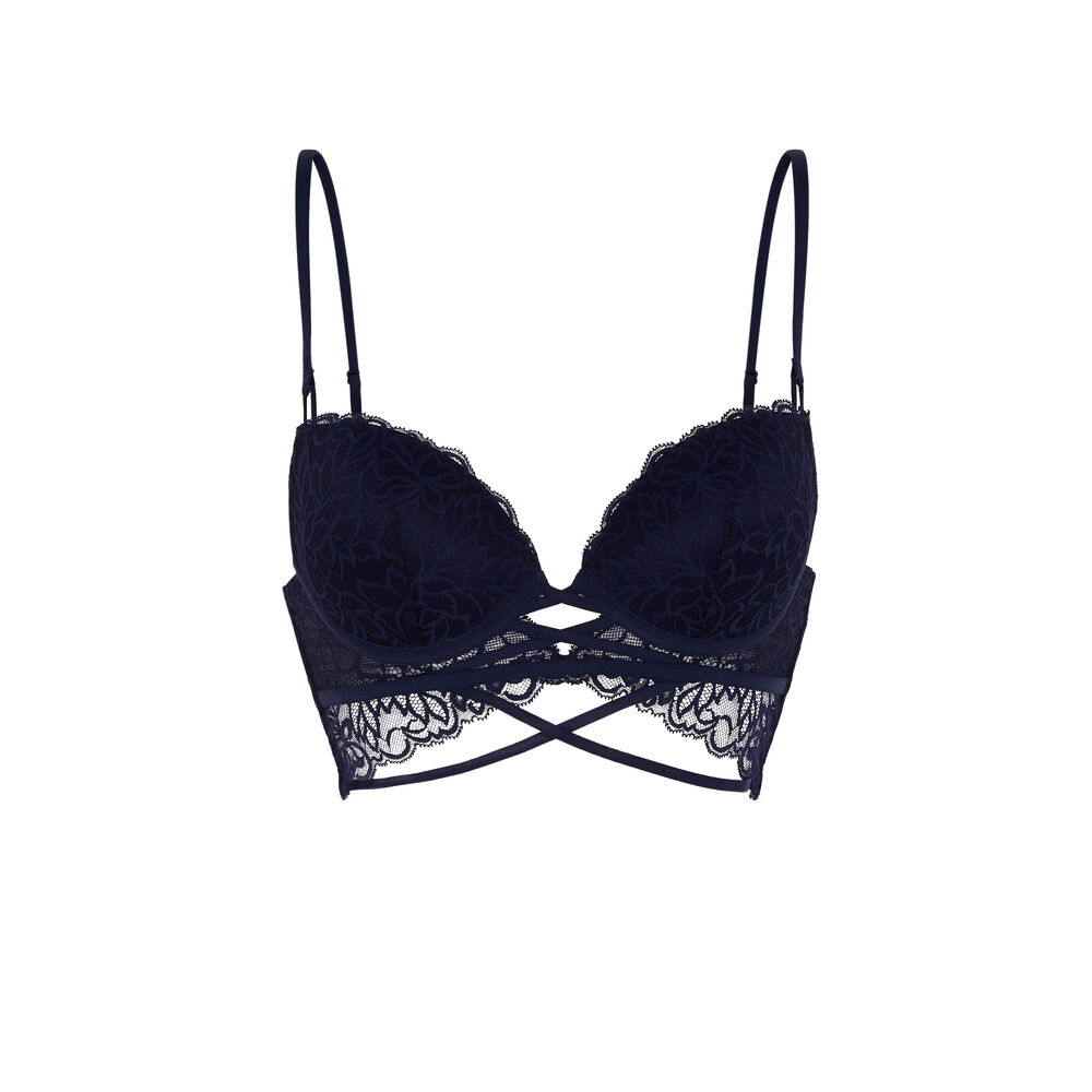 Soutien-gorge push up en dentelle - bleu marine bleu.