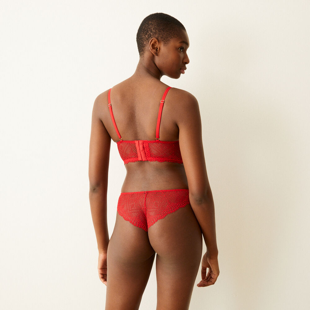 Soutien-gorge ultra push-up en dentelle et liens - rouge rouge.