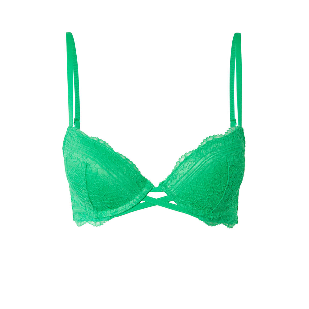 Soutien-gorge push-up en dentelle - vert vert.
